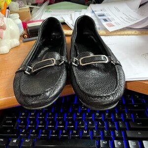 BLACK COACH FLATS/LOAFERS WITH SILVER BUCKLE VERY GOOD CONDITION SIZE 9